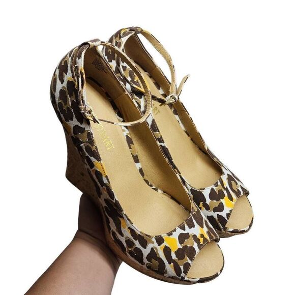 Colin Stuart Women's Multicolor Animal Print Peep Toe Wedge Heel Sandal Size 10B - Picture 13 of 13